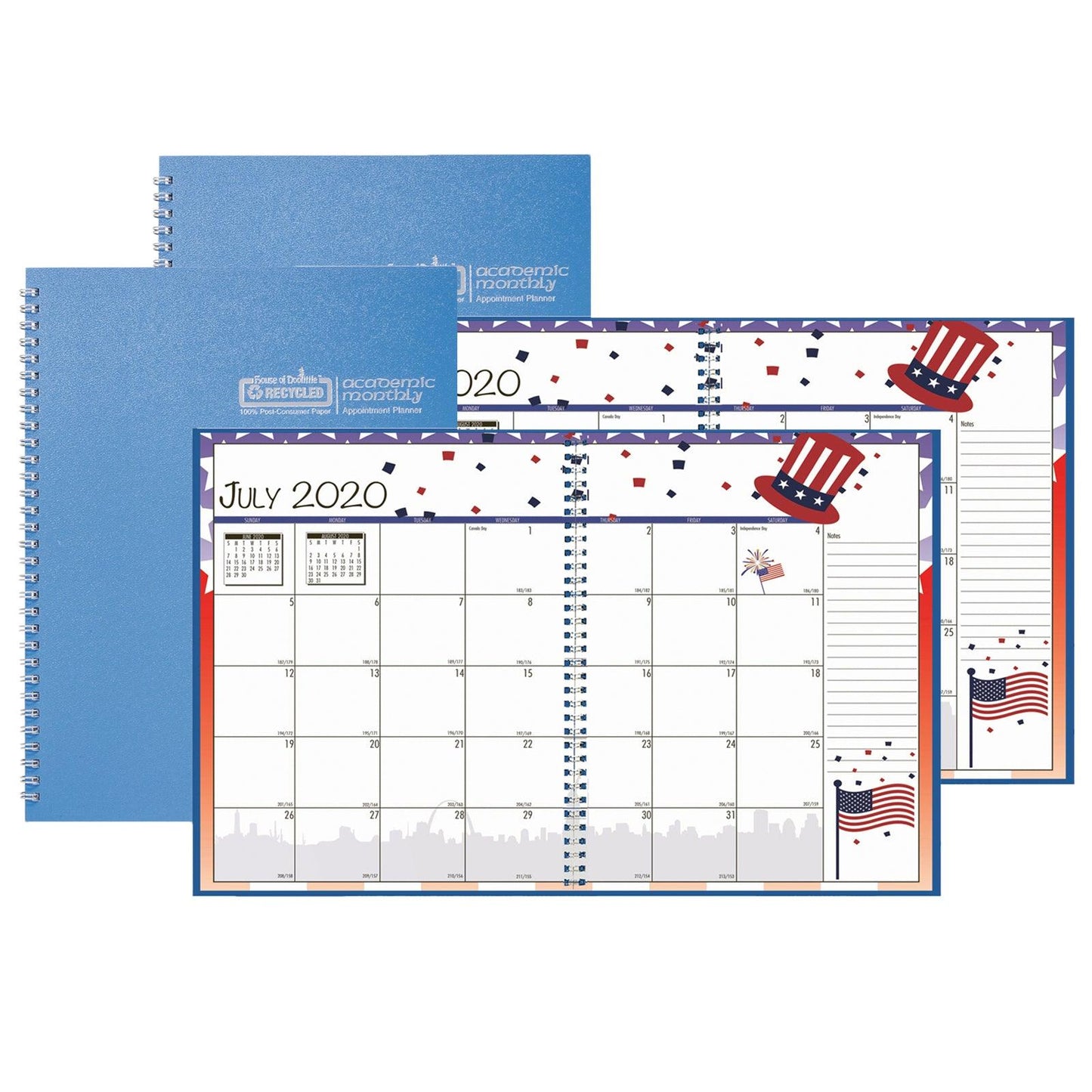 Academic Seasonal Monthly Calendar Planner, 12 Months July-June, 7" x 10", Pack of 2 - Loomini