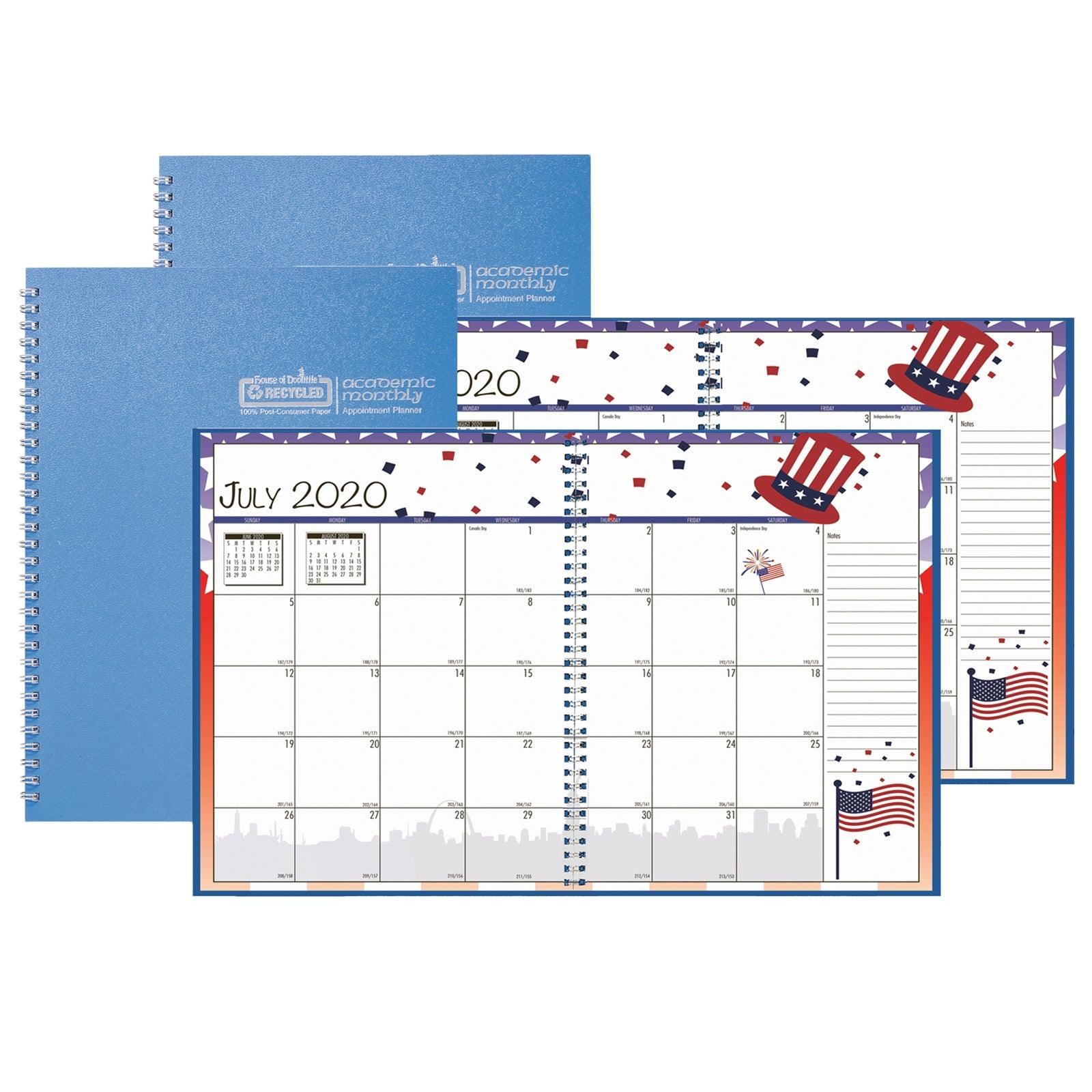 Academic Seasonal Monthly Calendar Planner, 12 Months July-June, 7" x 10", Pack of 2 - Loomini