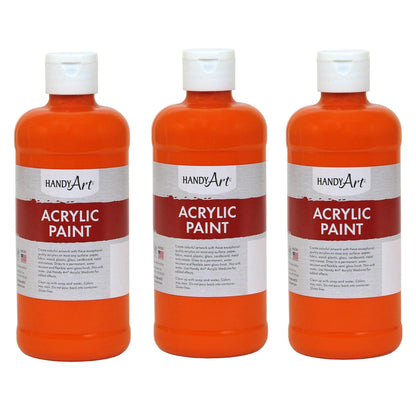 Acrylic Paint 16 oz, Chrome Orange, Pack of 3 - Loomini