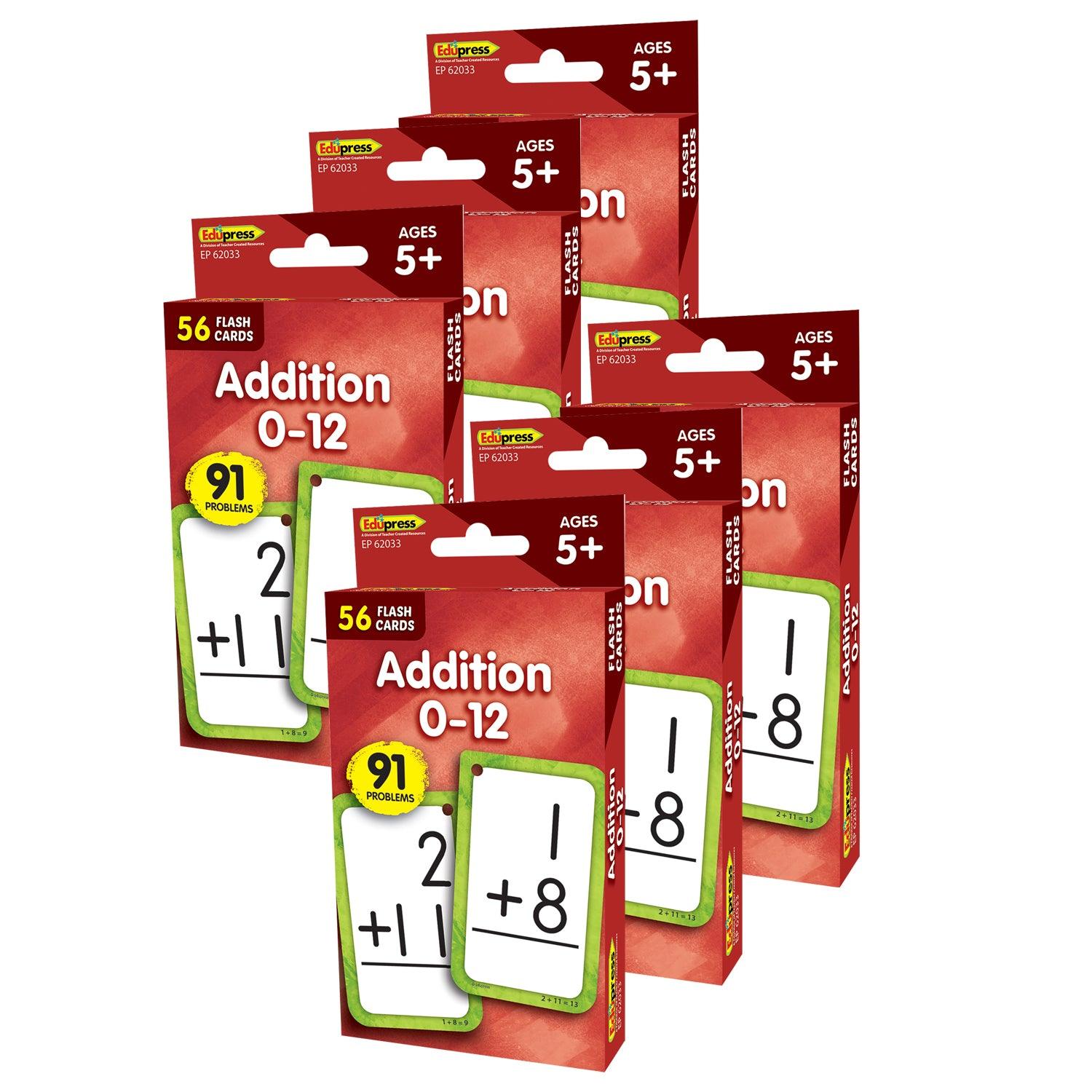 Addition 0-12 Flash Cards, 6 Packs - Loomini