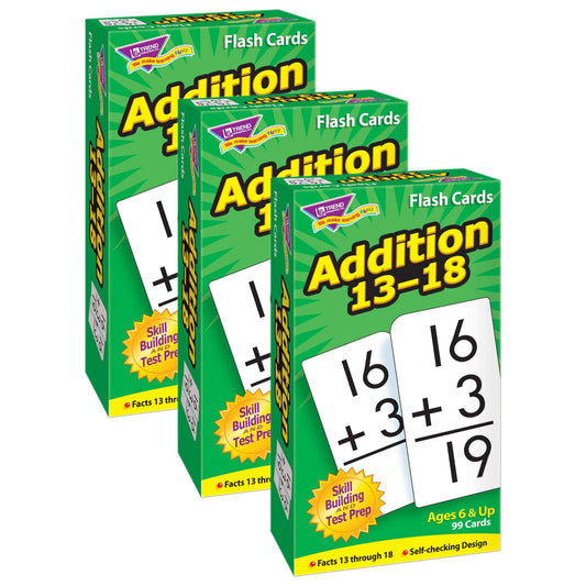 Addition 13-18 Skill Drill Flash Cards, 3 Packs - Loomini