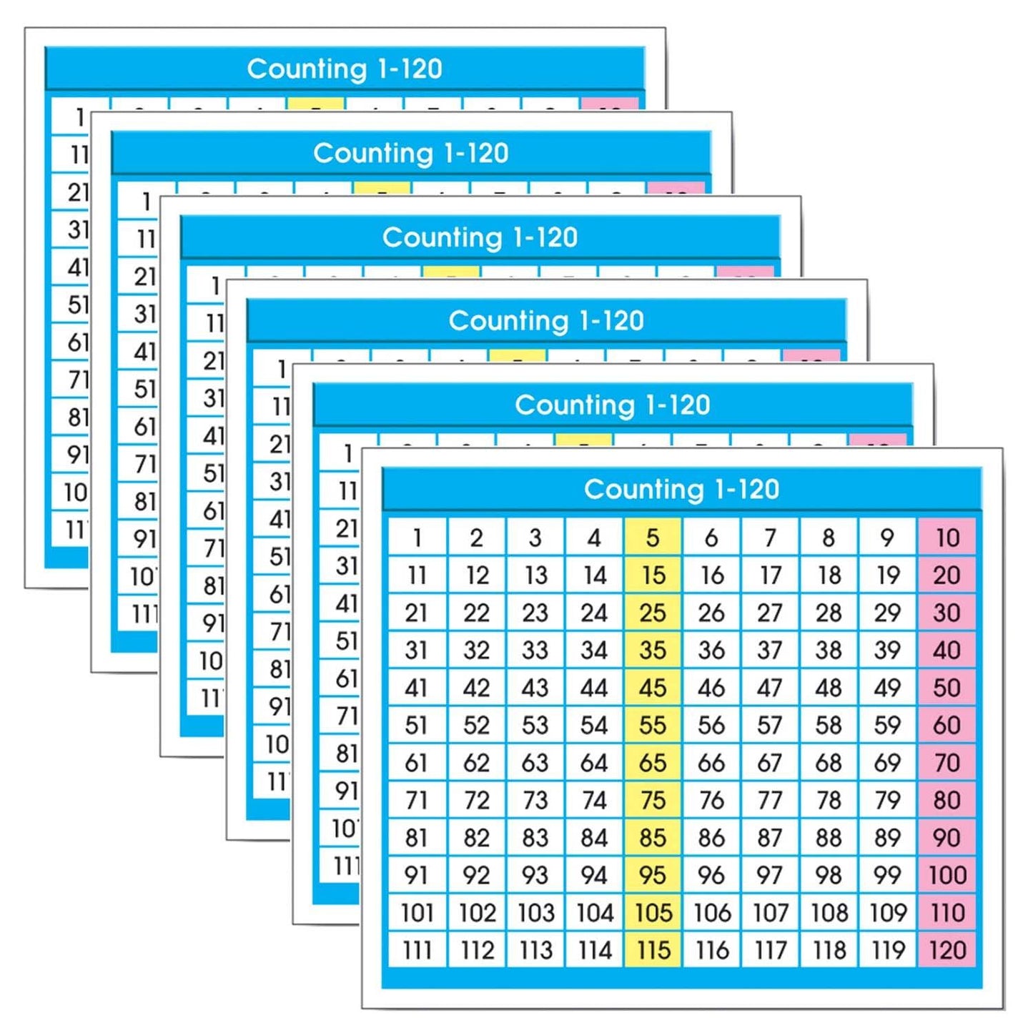 Adhesive Counting 1-120 Desk Prompts, 36 Per Pack, 6 Packs - Loomini