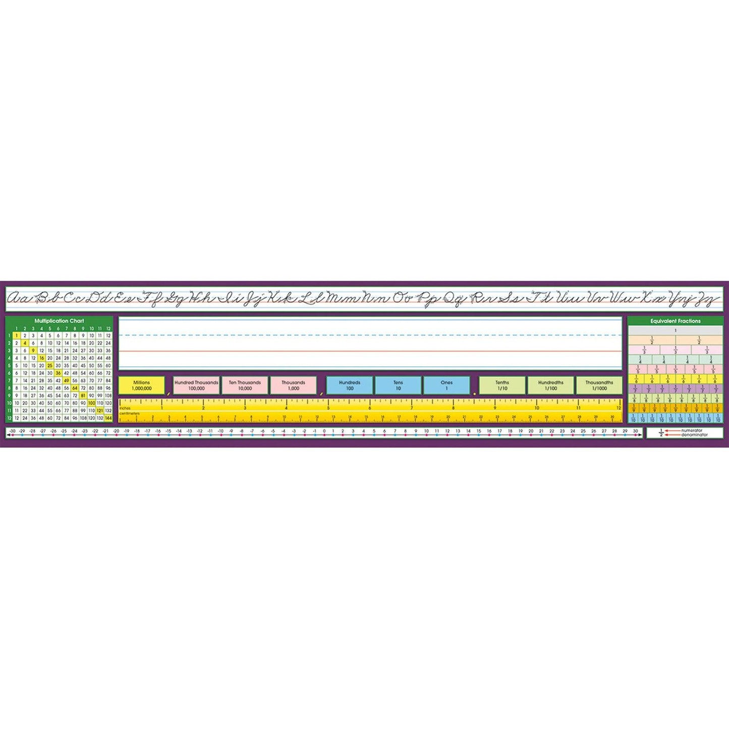 Adhesive Intermediate Traditional Cursive Desk Plates, 17.5" x 4", Pack of 36 - Loomini