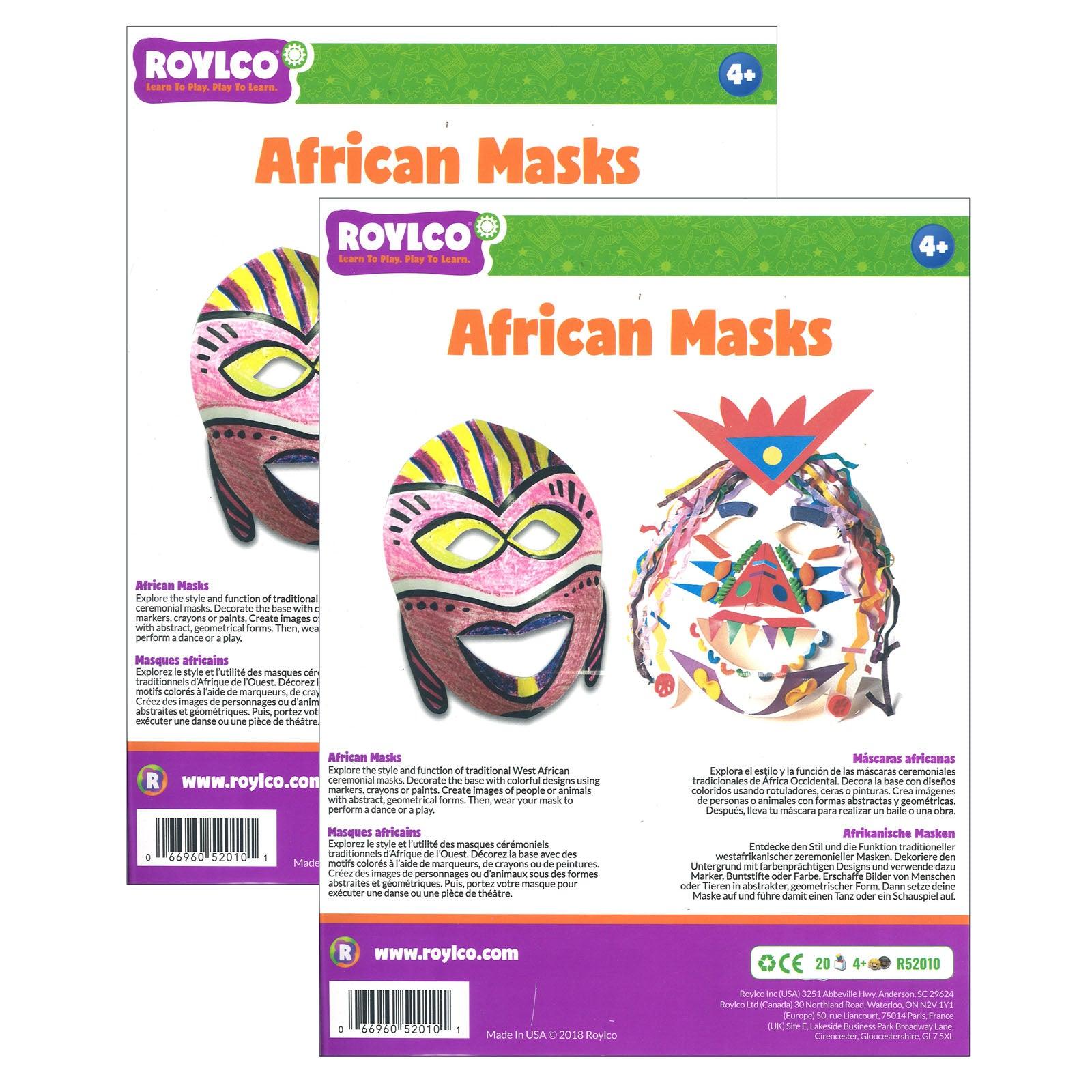 African Masks, 20 Per Pack, 2 Packs - Loomini