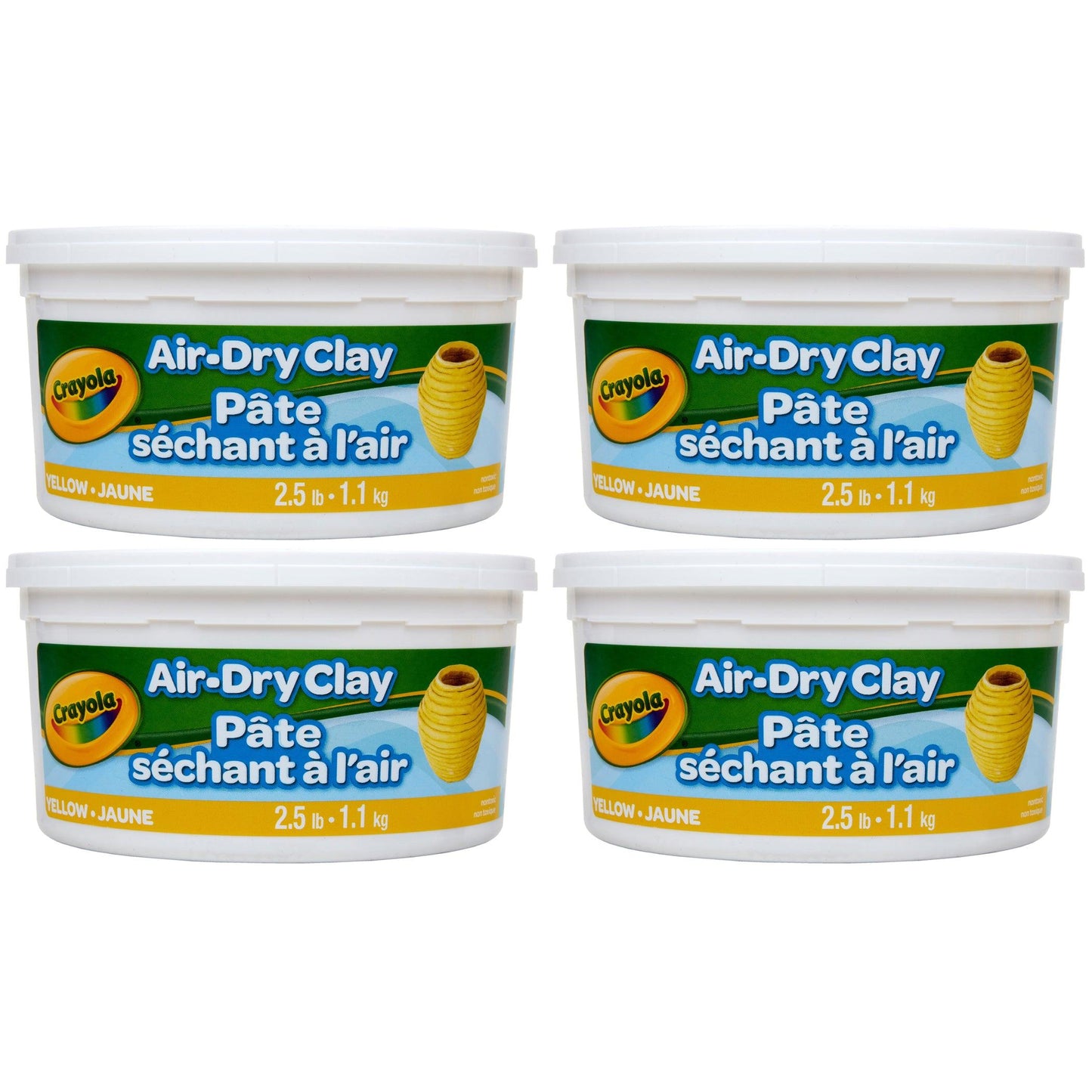 Air Dry Clay, 2.5lb Tub, Yellow, Pack of 4 - Loomini