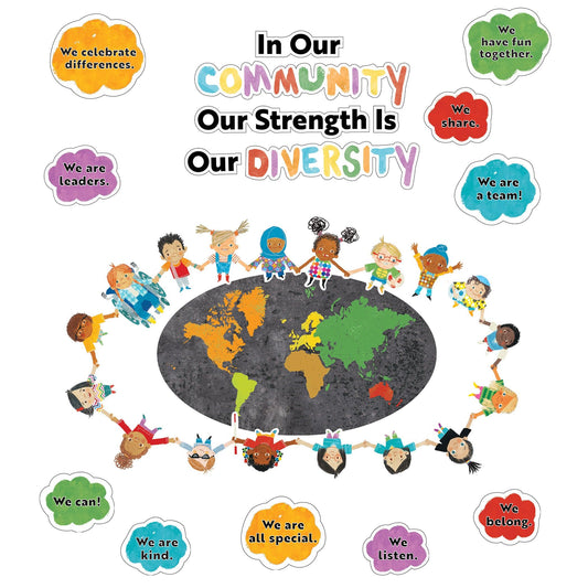 All Are Welcome Our Strength Is Our Diversity Bulletin Board Set - Loomini