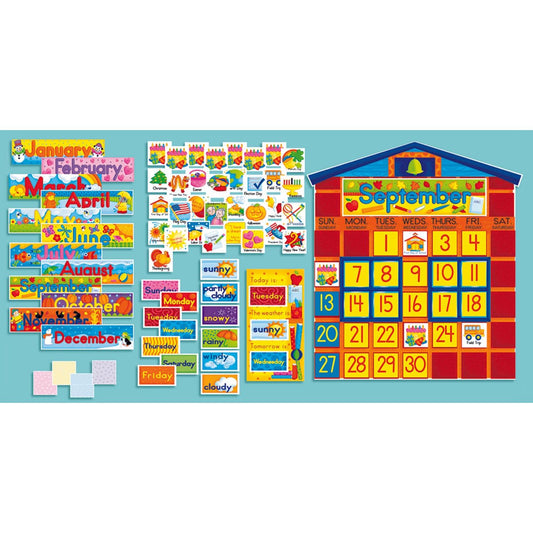 All-In-One Schoolhouse Calendar Bulletin Board Set, 2 Sets - Loomini