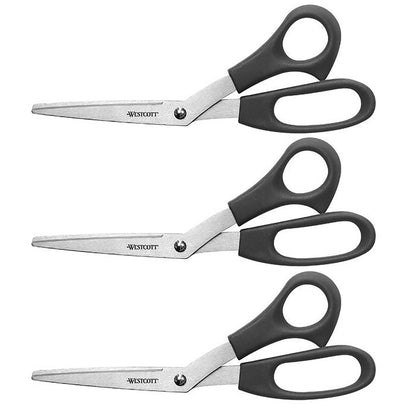 All Purpose 8" Bent Scissors, Pack of 3 - Loomini