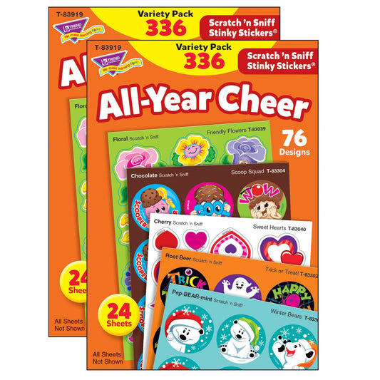 All Year Cheer Stinky Stickers® Variety Pack, 336 Count Per Pack, 2 Packs - Loomini