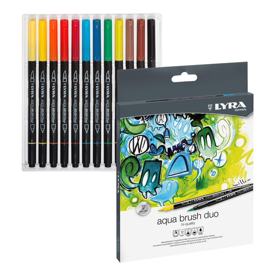 Aqua Brush Duo Art Markers, 12 Colors - Loomini