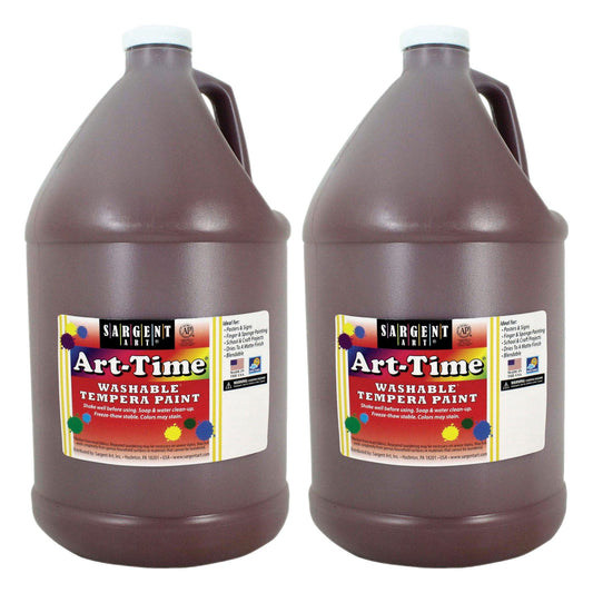 Art-Time® Washable Tempera Paint, Brown, Gallon, Pack of 2 - Loomini