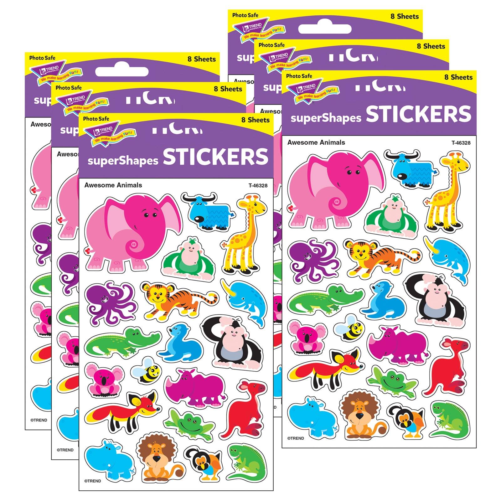 Awesome Animals superShapes Stickers-Large, 160 Per Pack, 6 Packs - Loomini