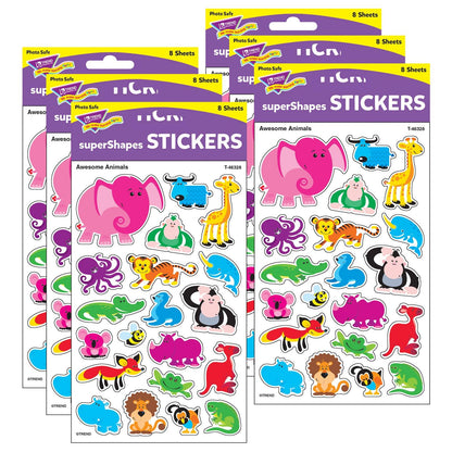 Awesome Animals superShapes Stickers-Large, 160 Per Pack, 6 Packs - Loomini