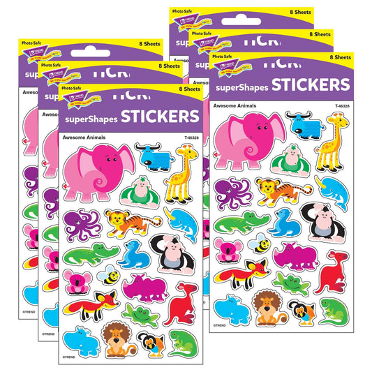 Awesome Animals superShapes Stickers-Large, 160 Per Pack, 6 Packs - Loomini