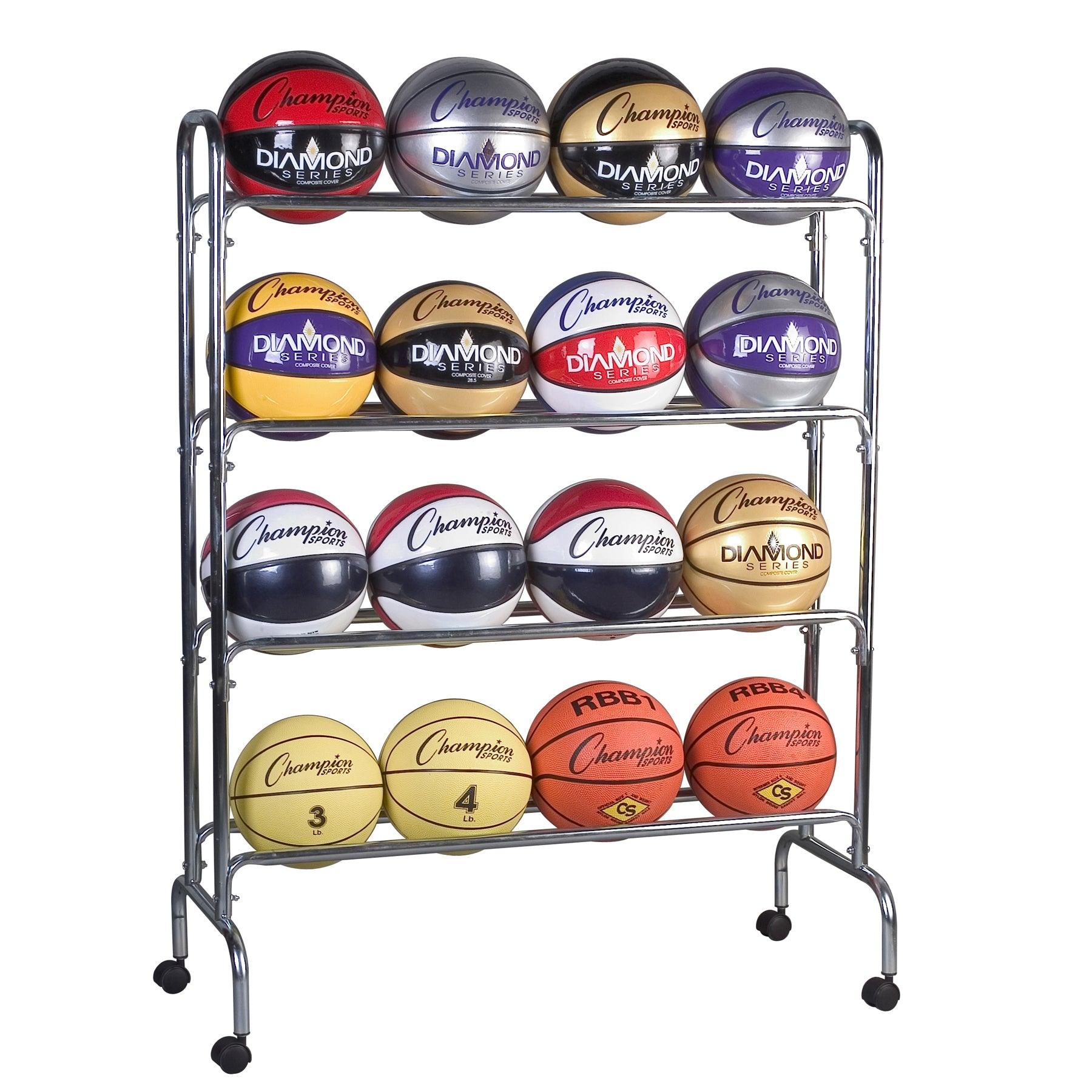 Ball Cart, 4 Tier, Holds 16 Balls - Loomini