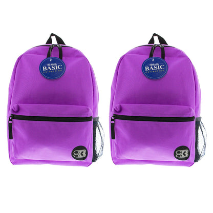 Basic Backpack 16" Purple, Pack of 2 - Loomini