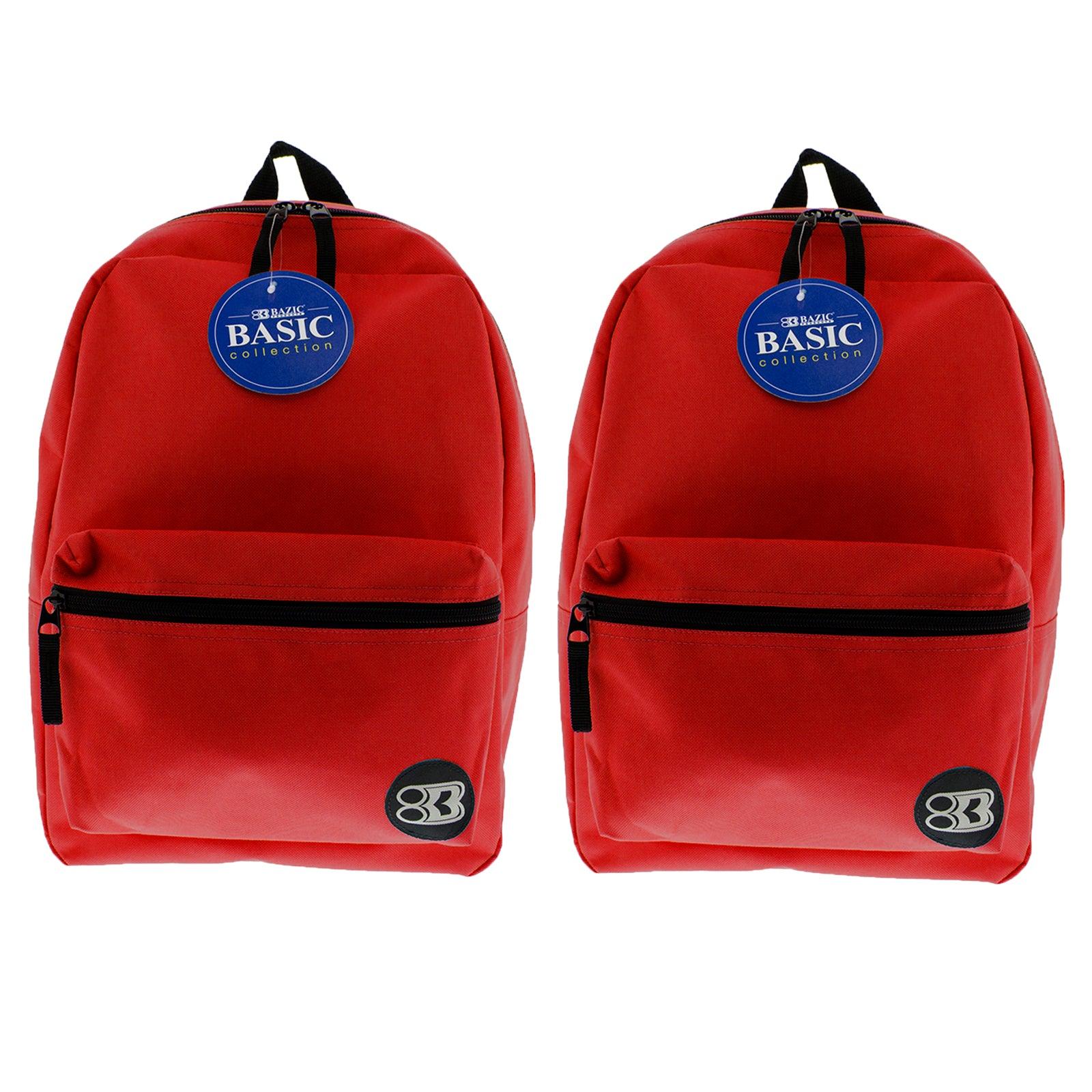 Basic Backpack, 16", Red, Pack of 2 - Loomini