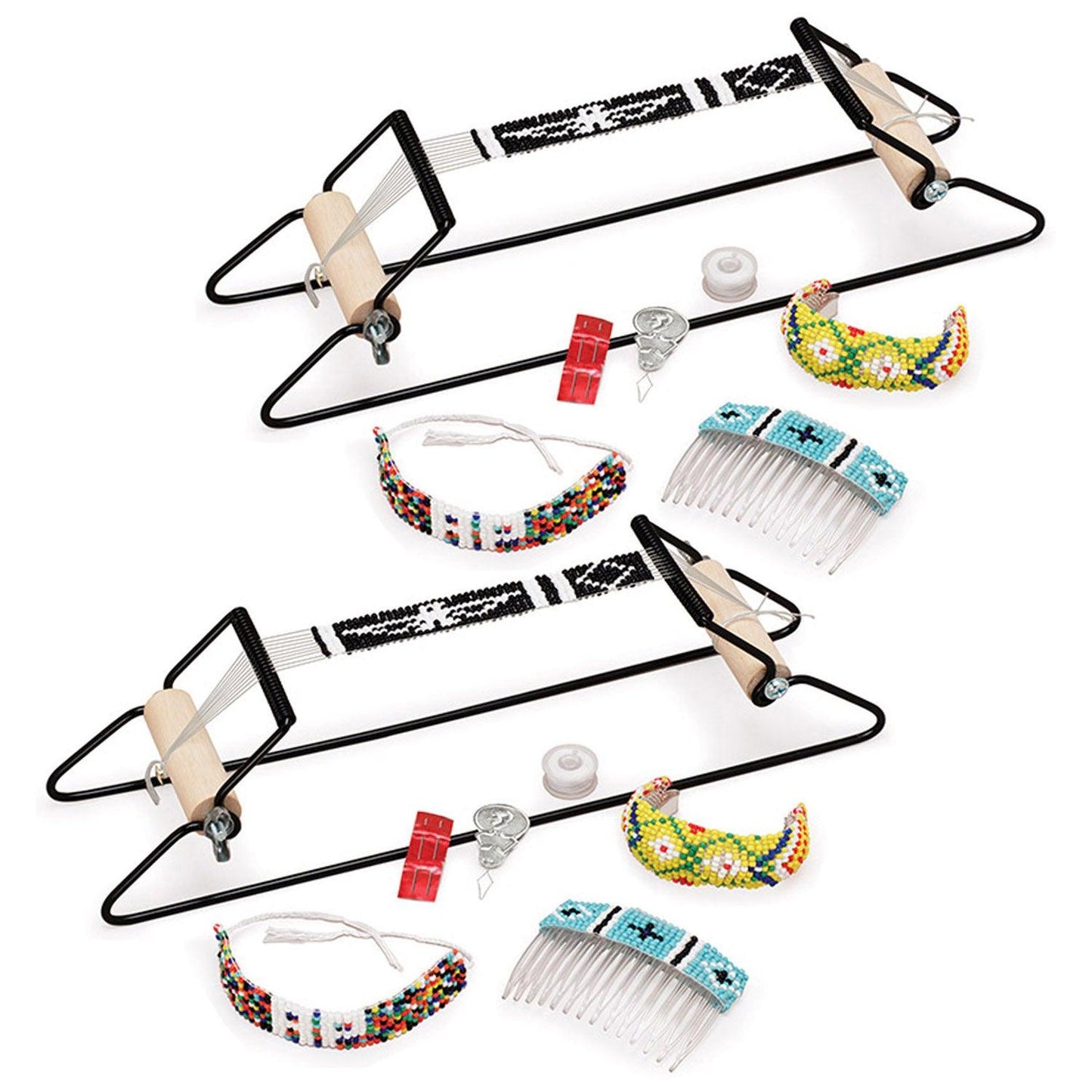 Bead Loom Kit, Assorted Colors, 6" Beading Area, Pack of 2 Kits - Loomini