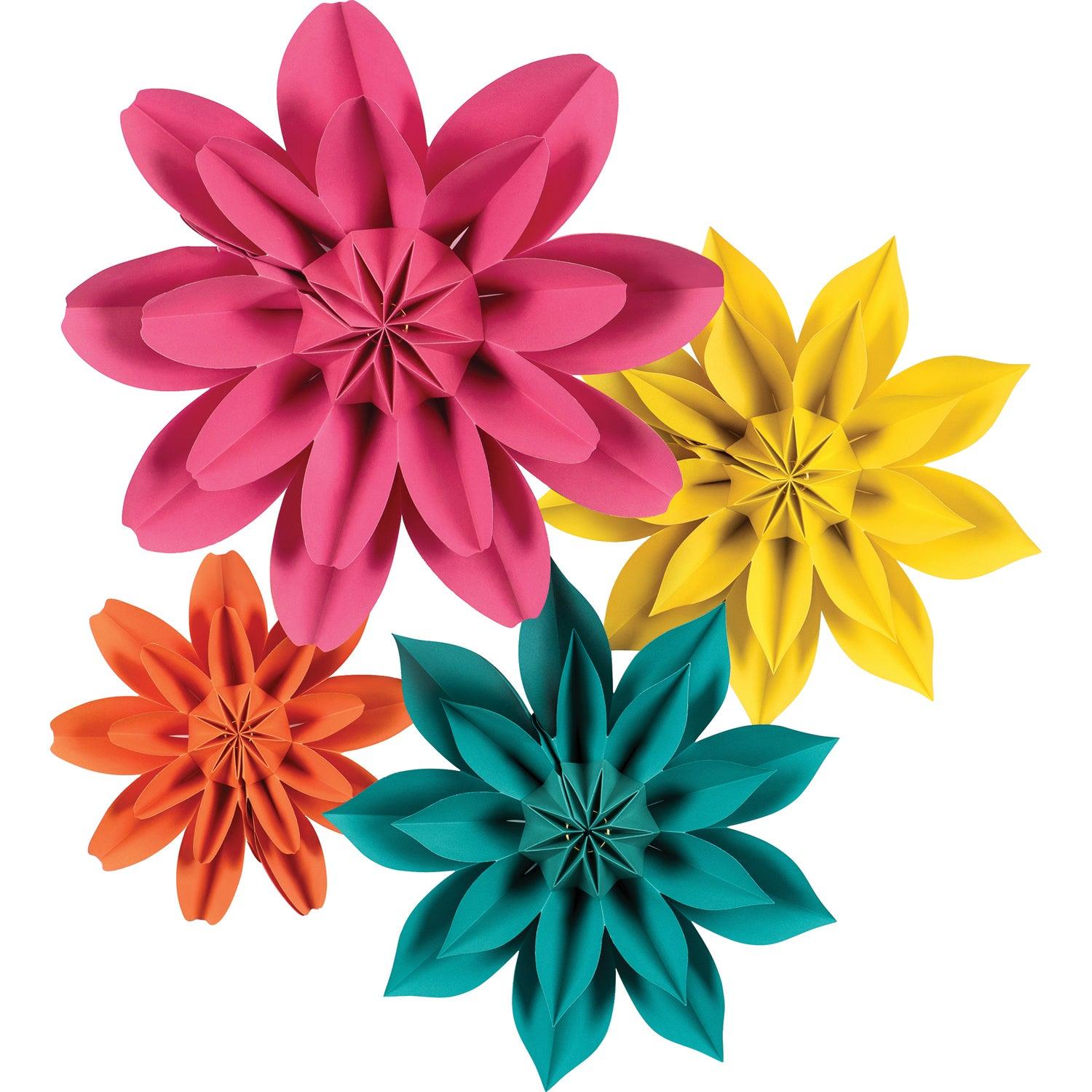 Beautiful Brights Paper Flowers, Pack of 4 - Loomini