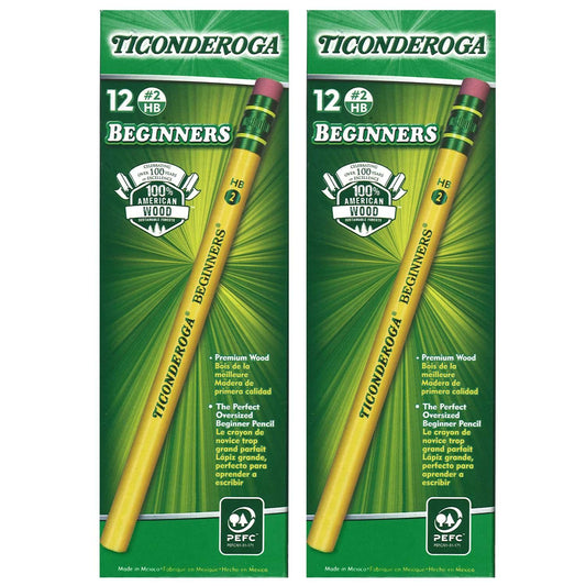 Beginners® Pencils with Eraser, 12 Per Pack, 2 Packs - Loomini