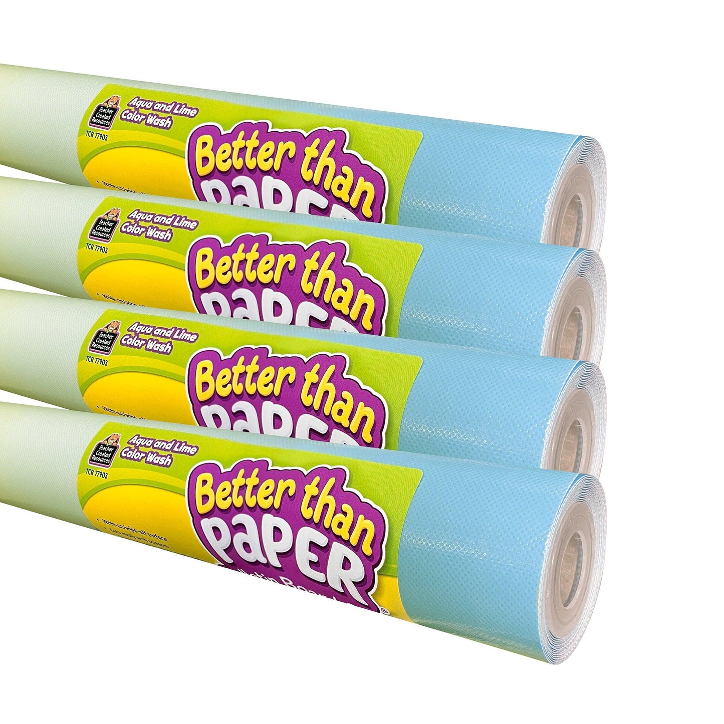 Better Than Paper Bulletin Board Roll, Agua and Lime Color Wash, 4-Pack - Loomini