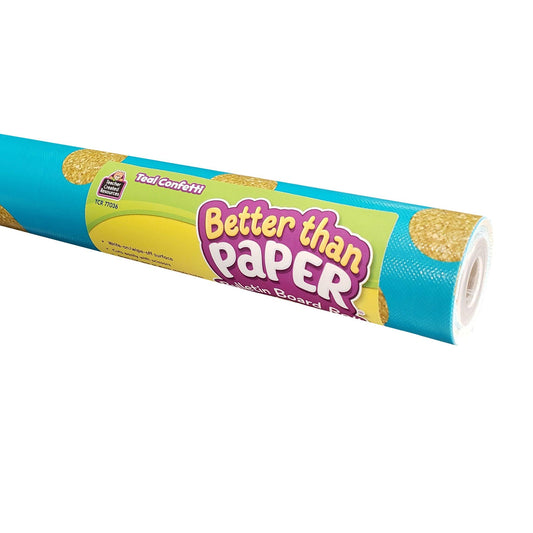 Better Than Paper® Bulletin Board Roll, 4' x 12', Teal Confetti, Pack of 4 - Loomini