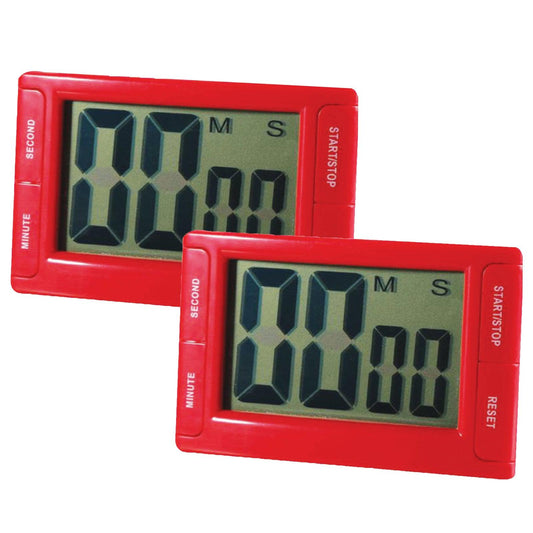Big Red Digital Timer 3.75" x 2.5" with Magnetic Backing and Stand, Pack of 2 - Loomini