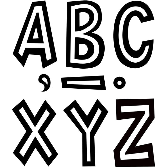 Black and White 7" Fun Font Letters, 120 Per Pack, 2 Packs - Loomini