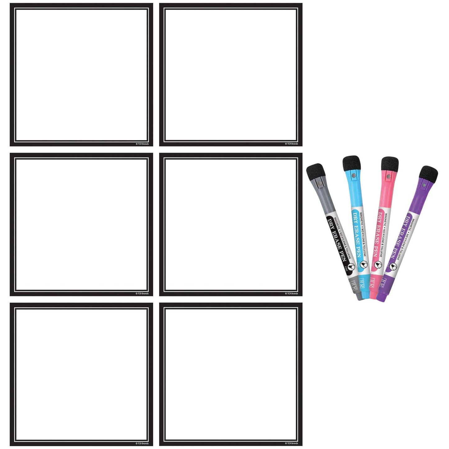 Black & White Dry-Erase Magnetic Square Notes - Loomini