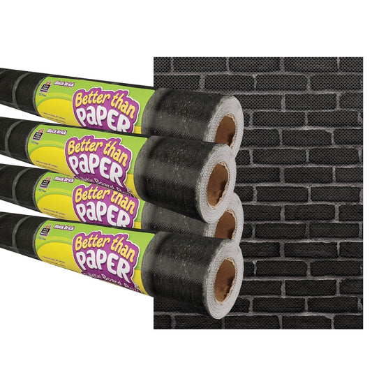 Black Brick Better Than Paper Bulletin Board Roll, 4' x 12', Pack of 4 - Loomini