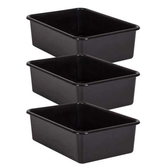 Black Large Plastic Storage Bin, Pack of 3 - Loomini