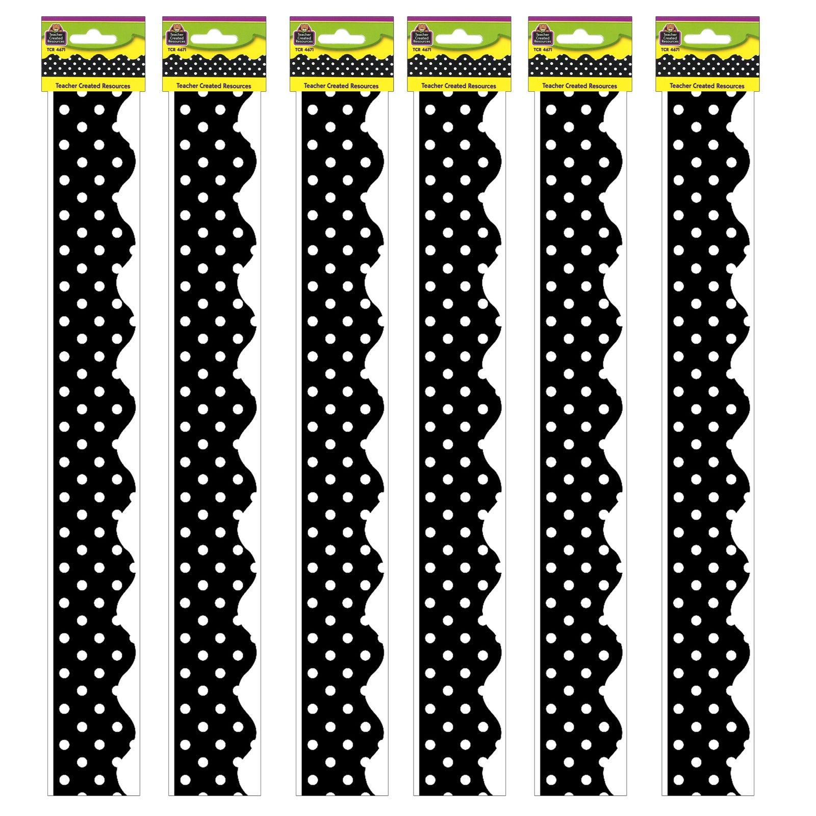 Black Mini Polka Dots Border Trim, 35 Feet Per Pack, 6 Packs - Loomini