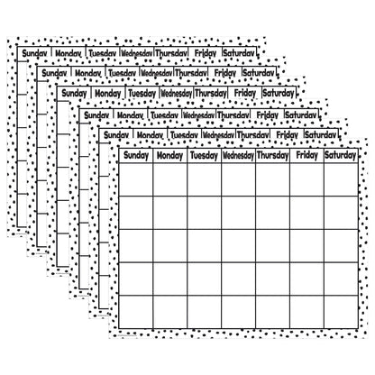 Black Painted Dots on White Calendar Chart, 17" x 22", Pack of 6 - Loomini