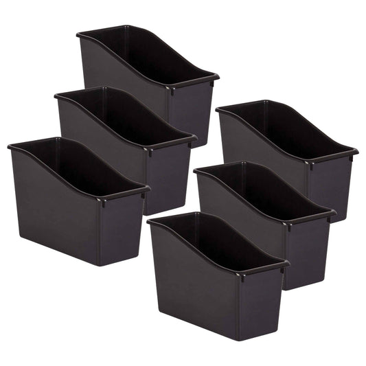 Black Plastic Book Bin, Pack of 6 - Loomini