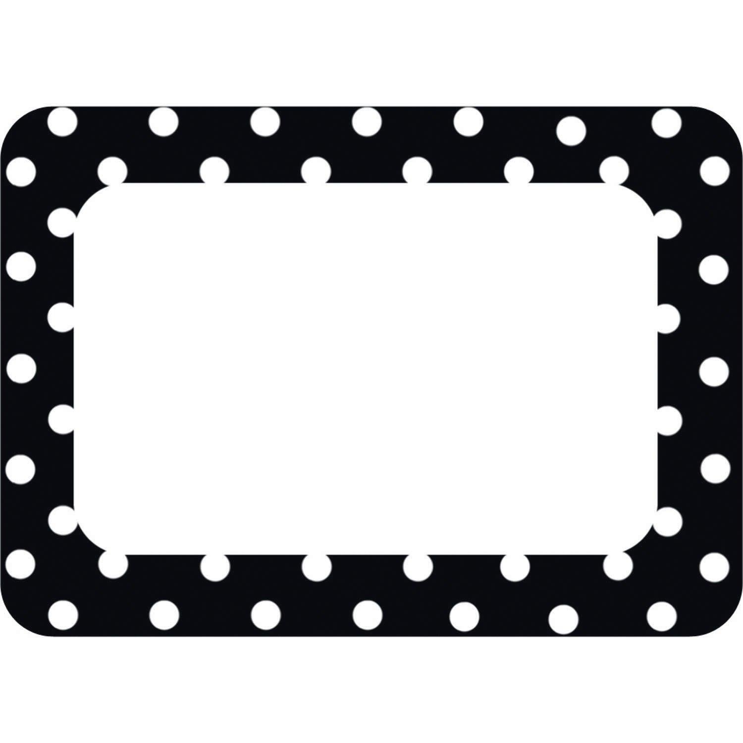 Black Polka Dots 2 Name Tags/Labels, 36 Per Pack, 6 Packs - Loomini