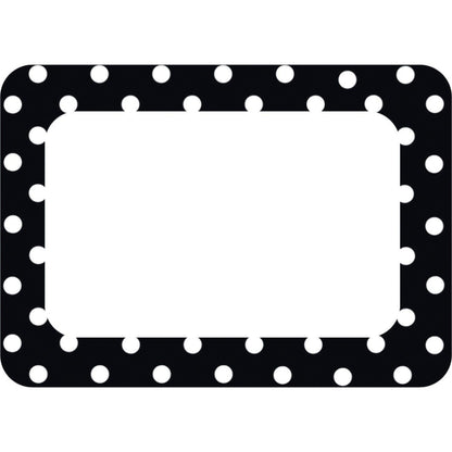 Black Polka Dots 2 Name Tags/Labels, 36 Per Pack, 6 Packs - Loomini