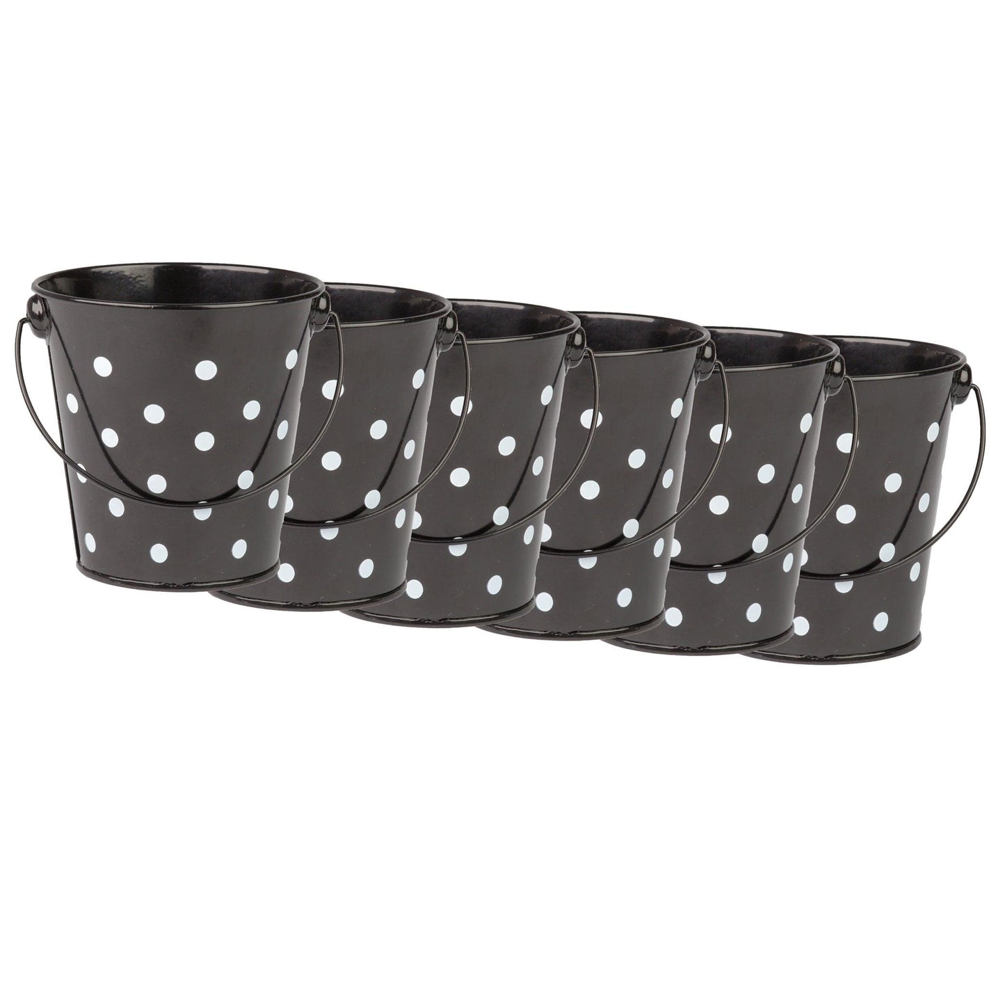 Black Polka Dots Bucket, Pack of 6 - Loomini