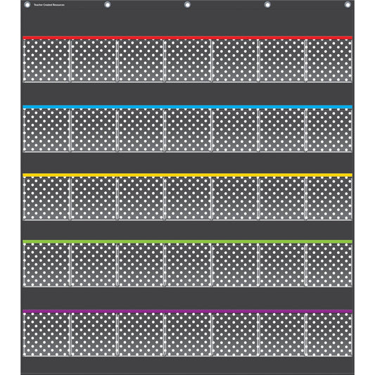 Black Polka Dots Storage Pocket Chart - Loomini