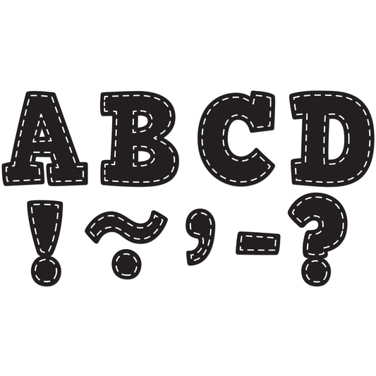 Black Stitch Bold Block 3" Magnetic Letters - Loomini