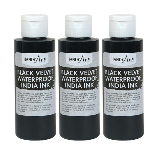Black Velvet India Ink, 4. oz, Pack of 3 - Loomini