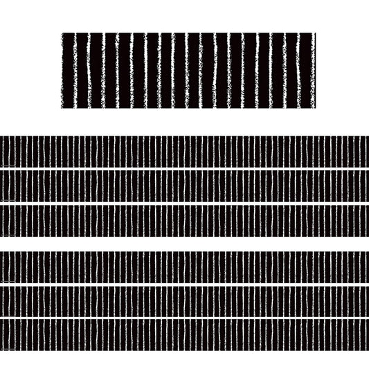 Black With White Pinstripes Straight Border Trim, 35 Feet Per Pack, 6 Packs - Loomini