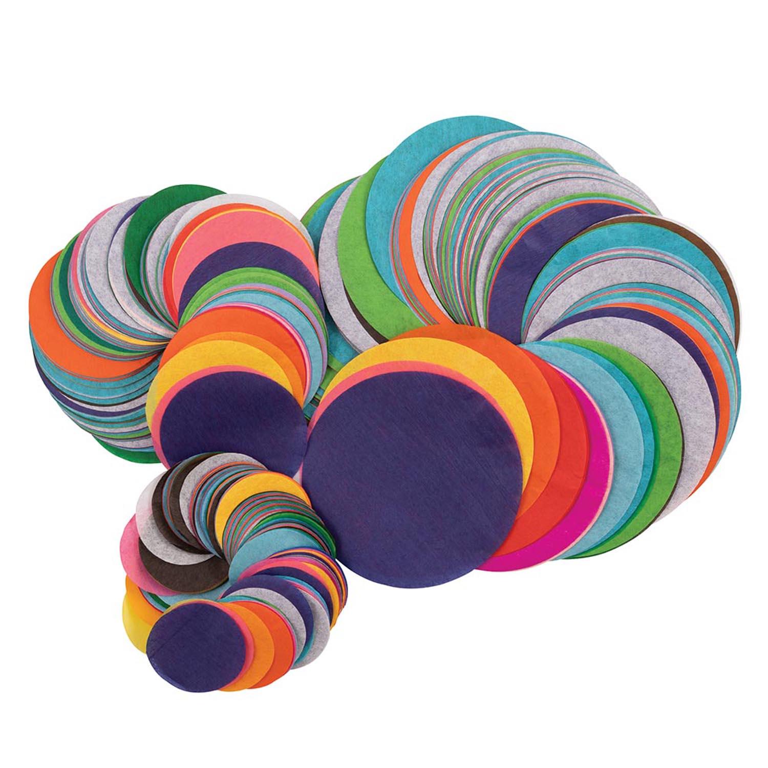 Bleeding Tissue Circles Assortment, 25 Assorted Colors, Assorted Sizes, 2,250 Circles - Loomini