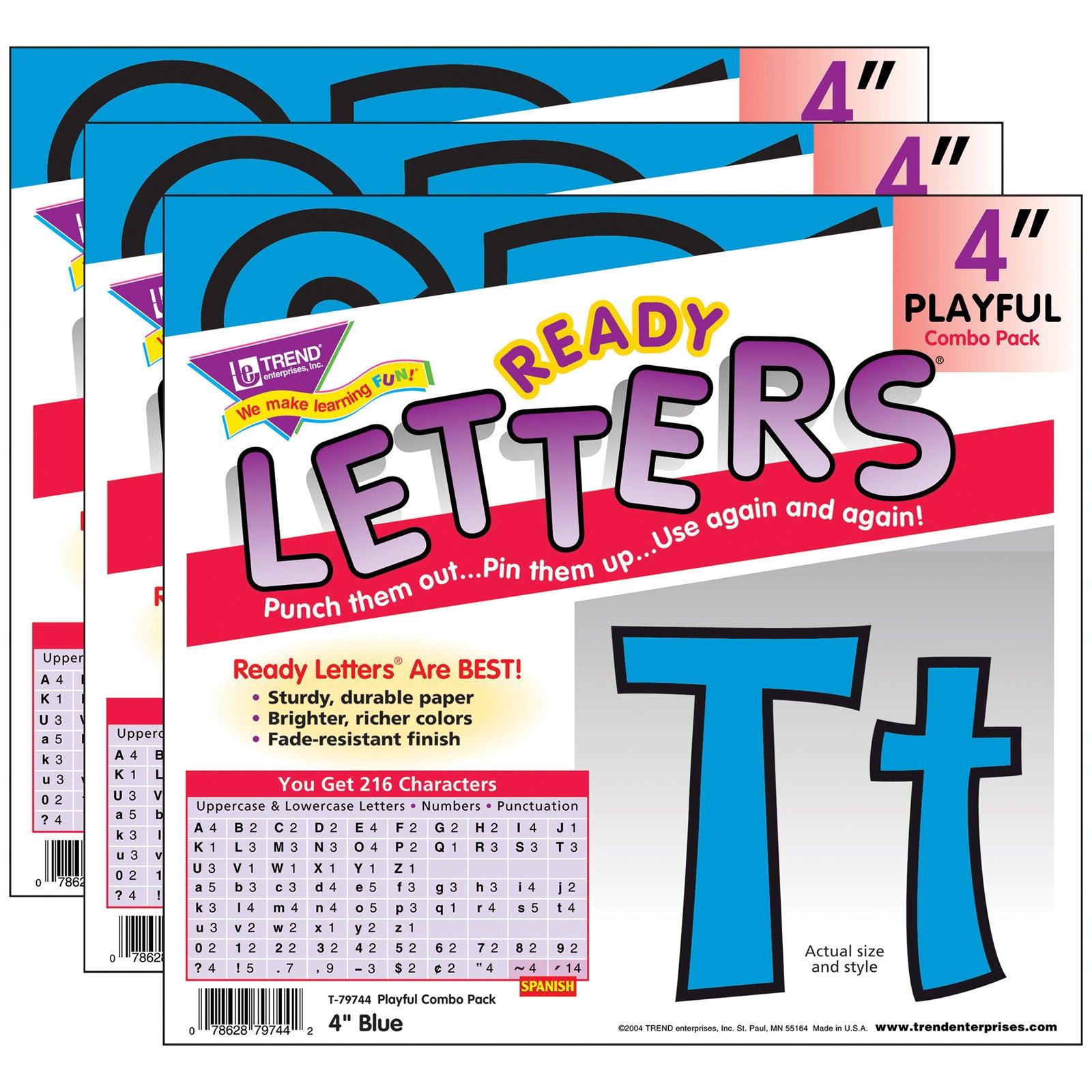 Blue 4" Playful Combo Ready Letters®, 3 Packs - Loomini