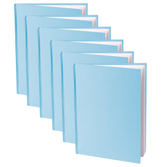 Blue Hardcover Blank Book, White Pages, 11"H x 8-1/2"W Portrait, 14 Sheets/28 Pages, Pack of 6 - Loomini