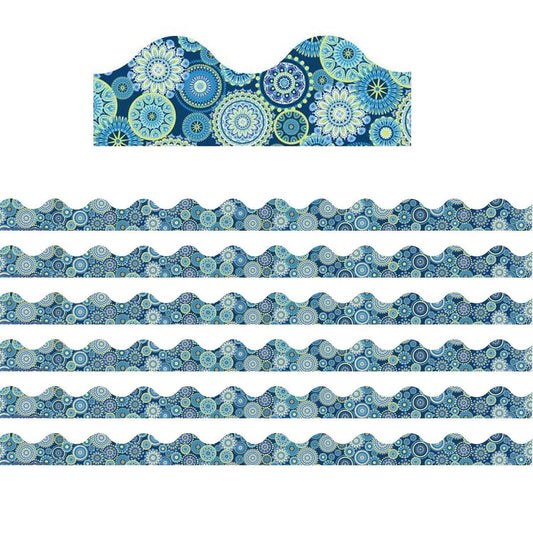 Blue Harmony Mandala Scalloped Deco Trim®, 37 Feet Per Pack, 6 Packs - Loomini