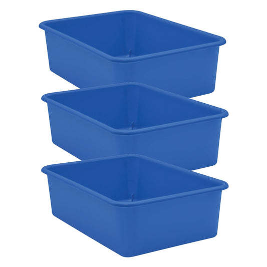 Blue Large Plastic Storage Bin, Pack of 3 - Loomini