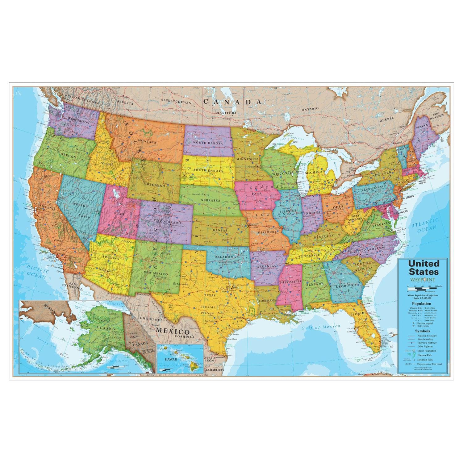 Blue Ocean USA 24" x 36" Laminated Wall Map - Loomini