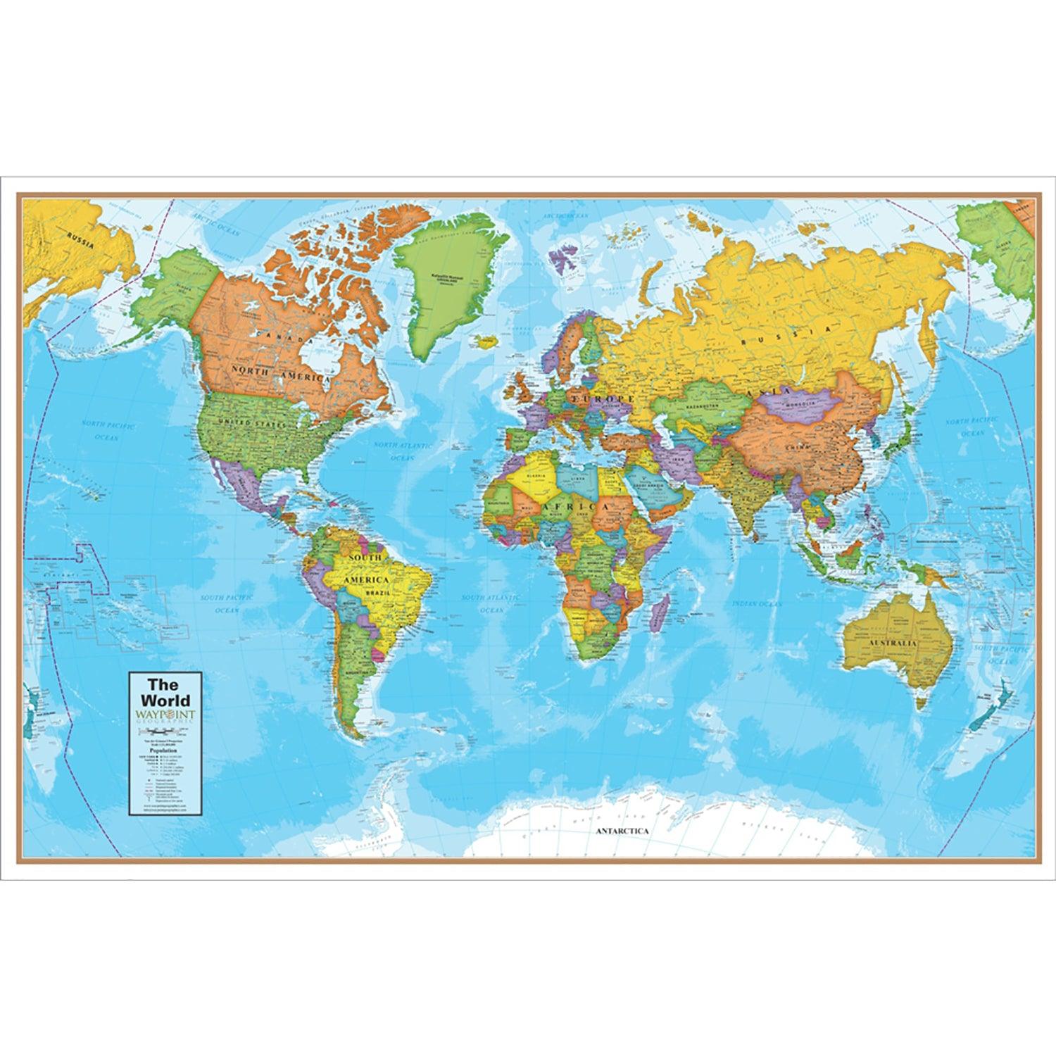 Blue Ocean World 24" x 36" Laminated Wall Map - Loomini