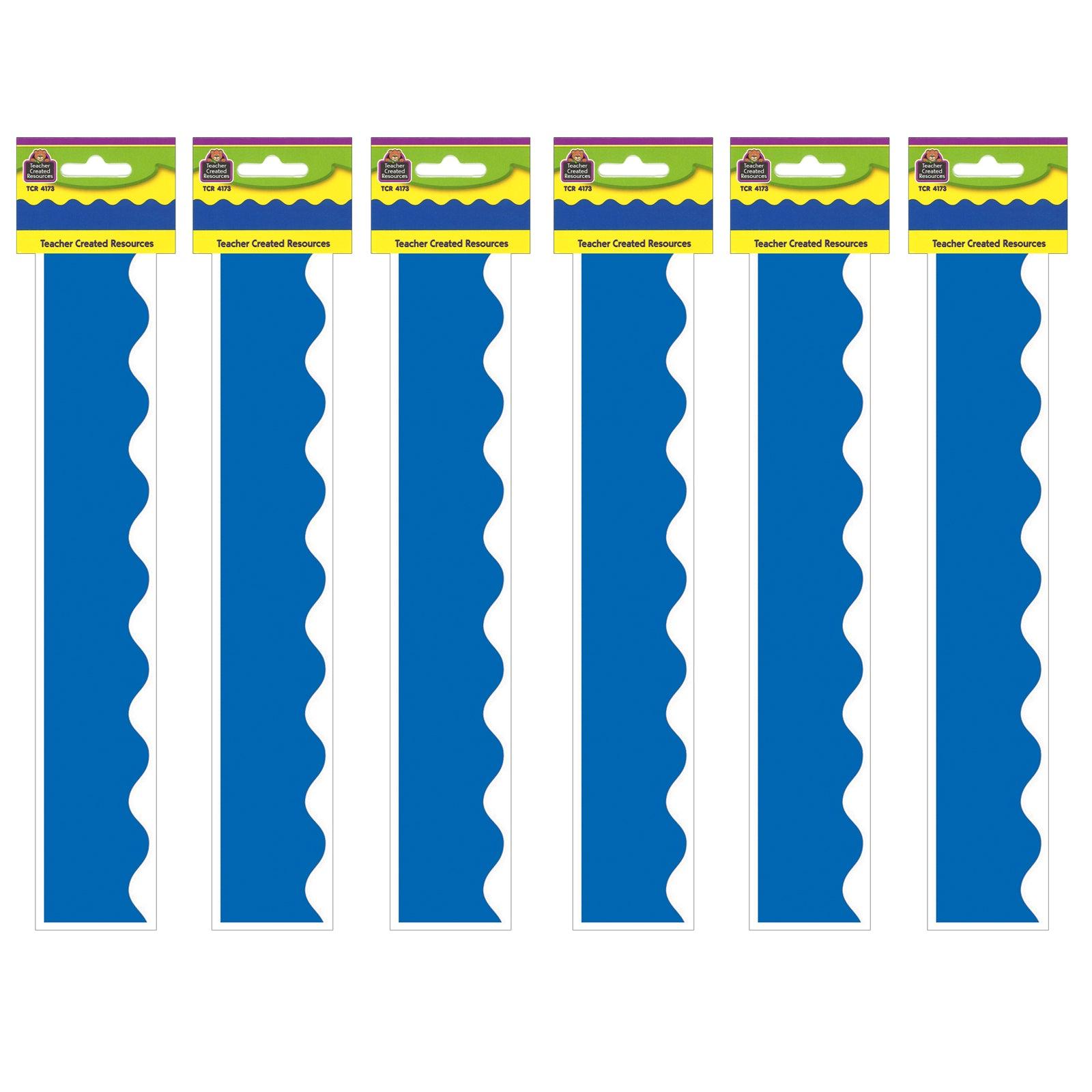 Blue Scalloped Border Trim, 35 Feet Per Pack, 6 Packs - Loomini