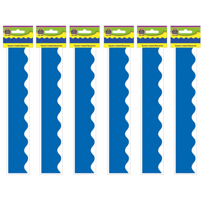 Blue Scalloped Border Trim, 35 Feet Per Pack, 6 Packs - Loomini